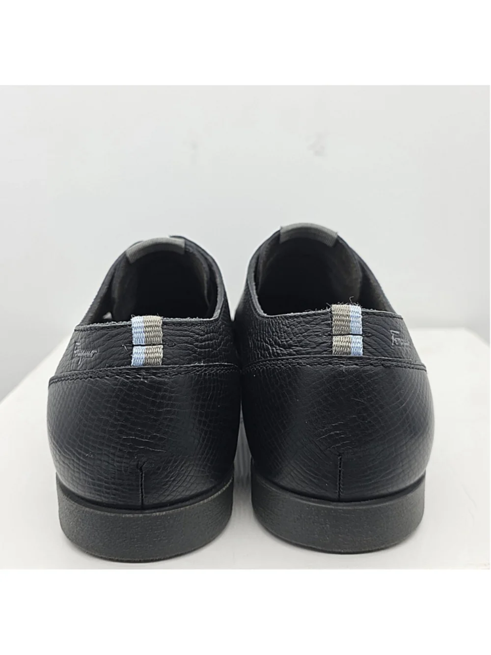 Salvatore Ferragamo World Derby Shoes Mens 8.5 EE Black Pebble Grain Leather...